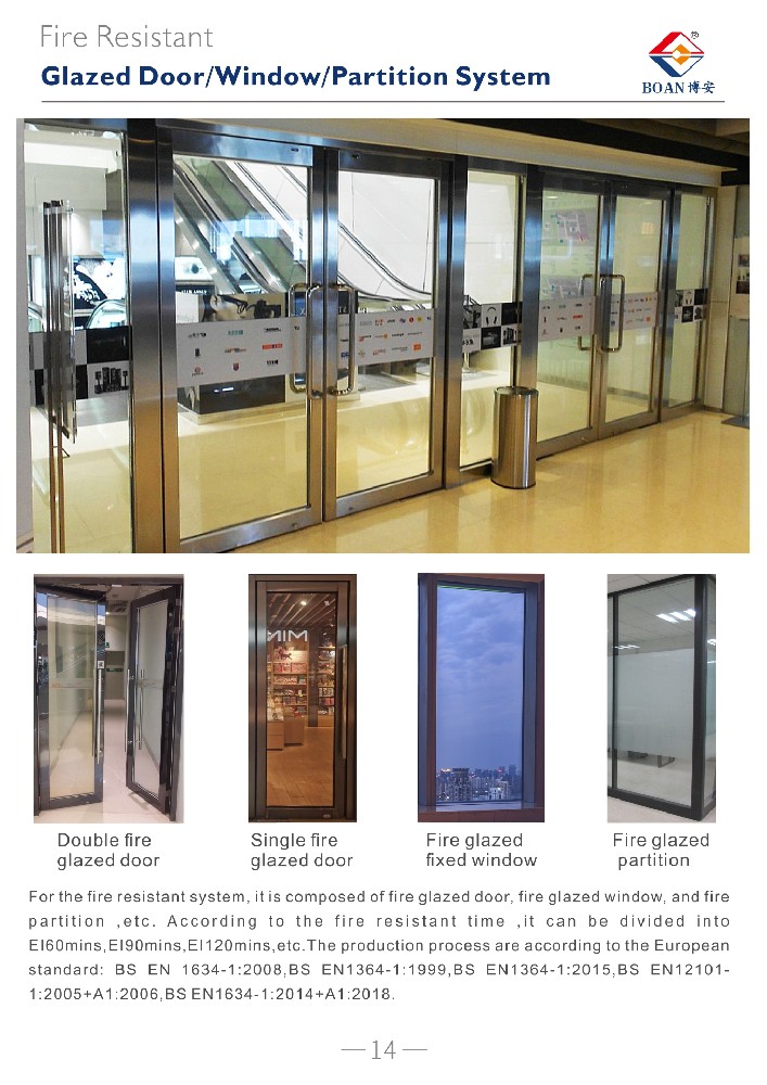 Fire Resistant Glazed Door/Window/Partition System
